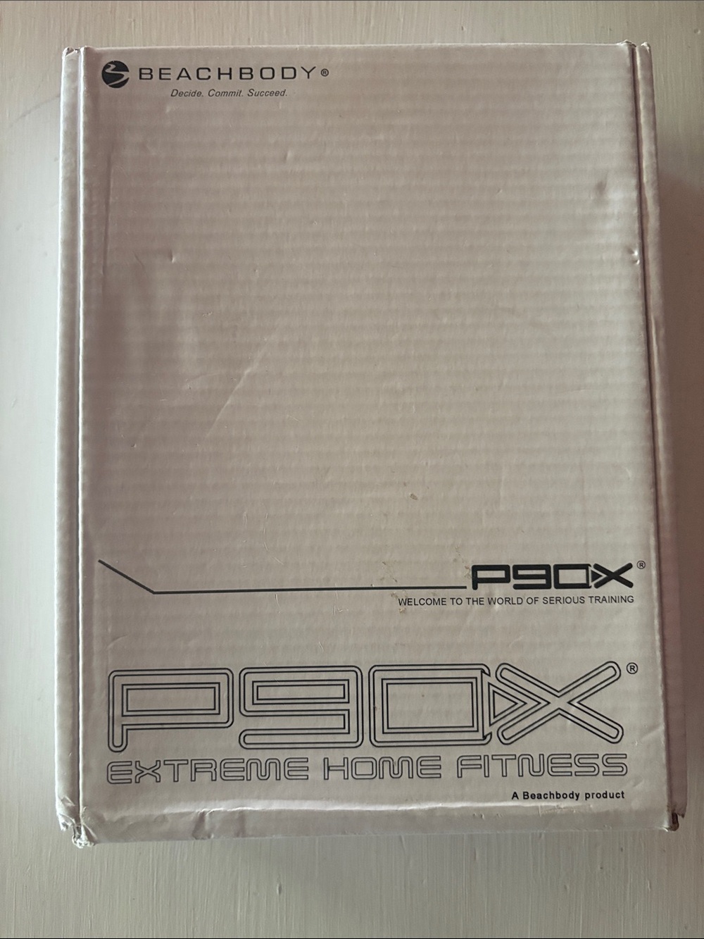 Beachbody P90X Box in White with Black Print
